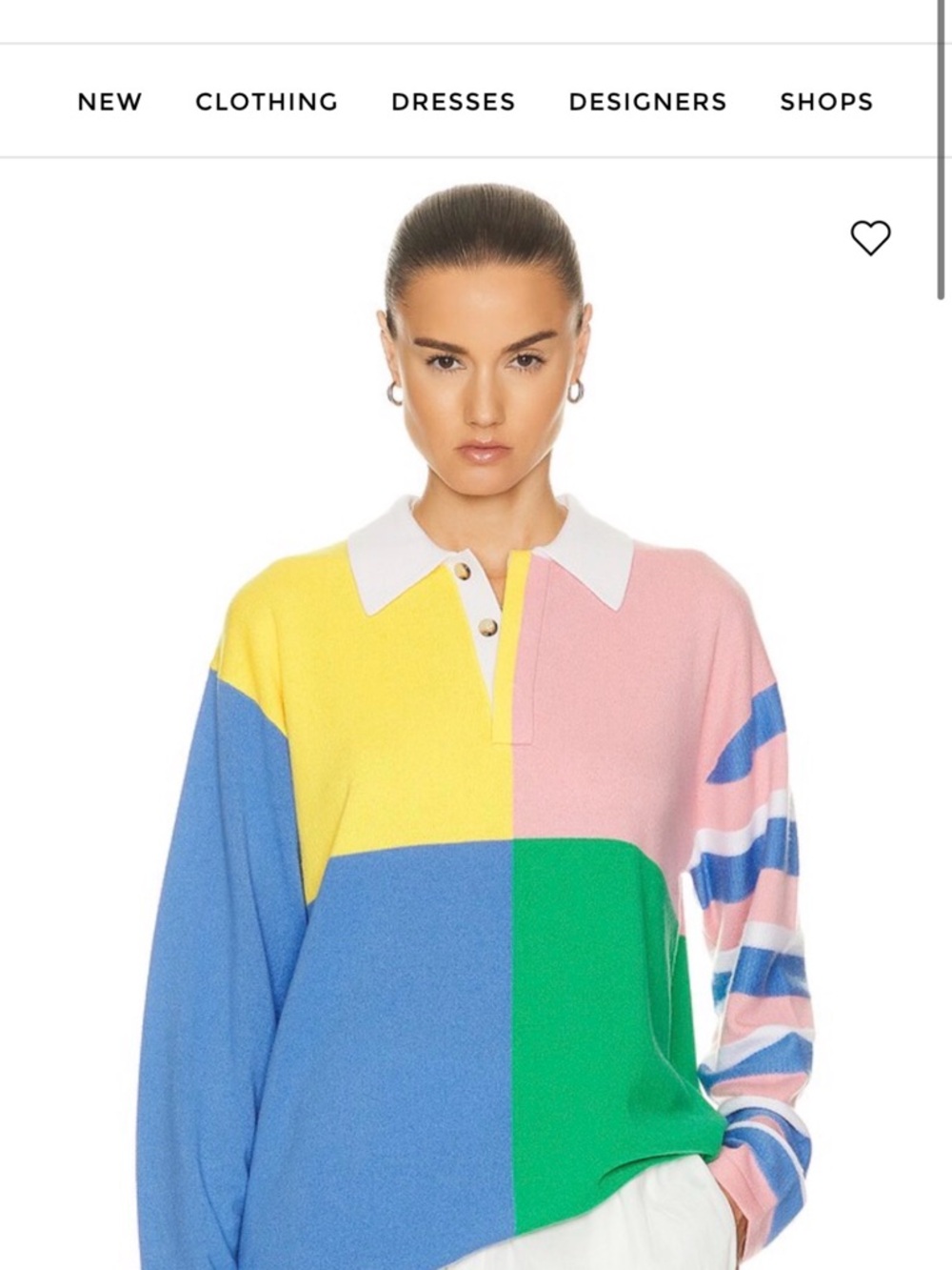 Relaxed Colorblock Rugby Sweater in Yellow, Pink, Blue & Green